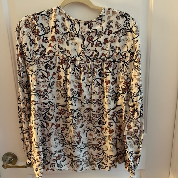 Lucky Brand Size Large Long Sleeve Blouse Floral Paisley Brown - Picture 4 of 4